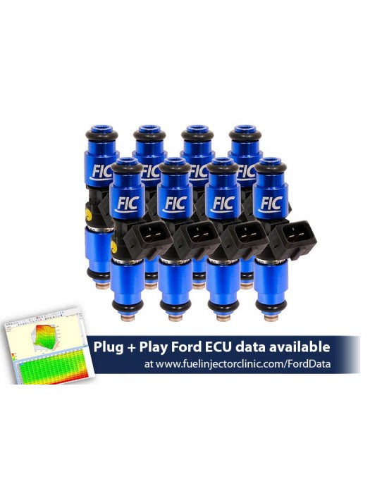 1200cc (110 lbs/hr at 43.5 PSI fuel pressure) FIC Fuel Injector Clinic Injector Set for Mustang GT (1987-2004)/ Cobra (1993-1998)(High-Z)