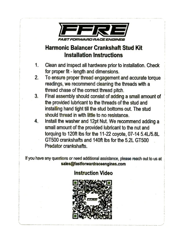 FFRE - COYOTE HARMONIC BALANCER CRANKSHAFT STUD KIT