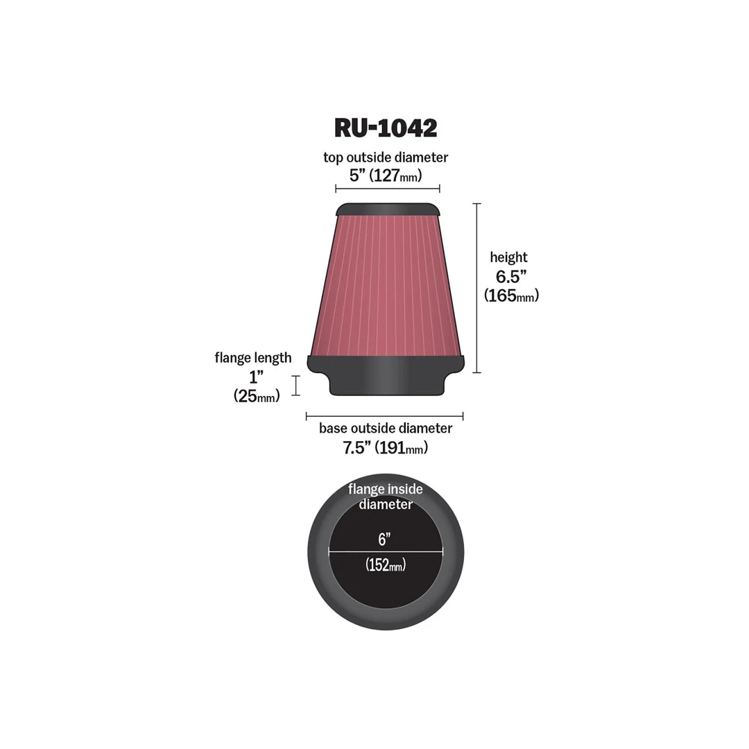 K&N - High-Flow Original Universal Air Filter - 6"FLG, 7-1/2"B, 5"T, 6-1/2"H